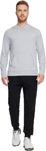 M MAELREG Mens Hoodies Pullover Performance Heather Kangaroo Pocket Thin Hooded Sweatshirt Athletic Golf Hoodies for Men - Image 6