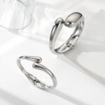 Gold Bangle Bracelets for Women, 2Pcs 18K Gold Plated Cuff Thick Waterdrop Statement Bracelets Chunky Cuff Bracelet Gifts for Women Jewelry Trendy - Image 6