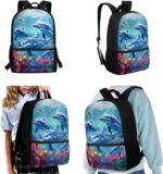 Upetstory Adorable Dolphin Backpack for Girls Boys with Lunch Bag and Pencil Case Kids 6 in 1 Bookbags School Bag Set Elementary Kindergarten Preschool Bookbag Book Cover Travel Hiking Cycling - Image 4