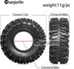 8PCS 1.0 RC Tires 55mm * 23mm 1/24 Crawler Wheels Tires 1/18 All Terrain Soft Rubber Tyres For 1:24 1:18 Mud Crawler Car Axial SCX24 FMS AX24 FCX18 FCX24 TRX4M Upgrades 1.3" Wheels - Image 3