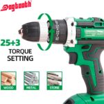 DOGTOOTH 21V MAX Cordless Battery Powered Drill Driver, 1* Battery and Charger, 2 Variable Speed, Build-in LED Lights, 23 Bits Storage Kit - Green - Image 5