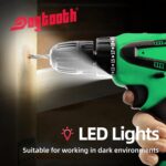 DOGTOOTH 21V MAX Cordless Battery Powered Drill Driver, 1* Battery and Charger, 2 Variable Speed, Build-in LED Lights, 23 Bits Storage Kit - Green - Image 8