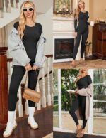 Ekouaer Womens Thermal Underwear Sets Long Johns Long Sleeve Base Layer Pajama Top and Leggings Set Cold Weather S-XXL - Image 3