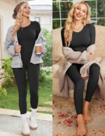 Ekouaer Womens Thermal Underwear Sets Long Johns Long Sleeve Base Layer Pajama Top and Leggings Set Cold Weather S-XXL - Image 4