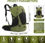 Hiking Backpack, Waterproof Hiking Daypack with 3L Water Bladder and Rain Cover, Lightweight Travel Camping Backpack for Men Women (Dark Green) - Image 3