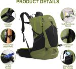 Hiking Backpack, Waterproof Hiking Daypack with 3L Water Bladder and Rain Cover, Lightweight Travel Camping Backpack for Men Women (Dark Green) - Image 4