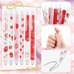 Sabary 18 Pcs Stationery Set, 12 Aesthetic Pens & 6 Sticky Notes, Christmas Gifts for Women, Cute Office School Supplies, Gifts for Students Nurses Teachers(Strawberry) - Image 4