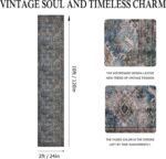 Runner Rugs for Hallway: 2x10 Vintage Dark Blue Washable Long Carpet for Kitchen Laundry Entryway Bathroom Bedroom Living Room - Non-Slip Navy Oriental Boho - Image 3