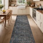 Runner Rugs for Hallway: 2x10 Vintage Dark Blue Washable Long Carpet for Kitchen Laundry Entryway Bathroom Bedroom Living Room - Non-Slip Navy Oriental Boho - Image 4