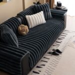 Faux Rabbit Fur Couch Sofa Cover Washable, Shaggy Fuzzy Sectional Couch Cover, Stripe Non-Slip Soft Plush Sofa Slipcover Furniture Protector for Dogs, Pets (Dark Grey,28"x59") - Image 5