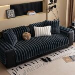 Faux Rabbit Fur Couch Sofa Cover Washable, Shaggy Fuzzy Sectional Couch Cover, Stripe Non-Slip Soft Plush Sofa Slipcover Furniture Protector for Dogs, Pets (Dark Grey,28"x59") - Image 6