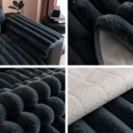 Faux Rabbit Fur Couch Sofa Cover Washable, Shaggy Fuzzy Sectional Couch Cover, Stripe Non-Slip Soft Plush Sofa Slipcover Furniture Protector for Dogs, Pets (Dark Grey,28"x59") - Image 8
