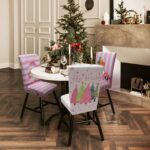Christmas Chair Covers Set of 6, Xmas Tree Snowman Dining Chair Covers for Party Kitchen Removable Seat Cover for Chairs Christmas Decorations Indoor - Image 3
