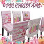 Christmas Chair Covers Set of 6, Xmas Tree Snowman Dining Chair Covers for Party Kitchen Removable Seat Cover for Chairs Christmas Decorations Indoor - Image 8