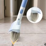 Floor Scrub Brush and V-Shape Grout Brush with Long Handle 3 in 1 Replaceable Head Scrape Brush Stiff Bristle with Swivel Head for Cleaning Tiles Hardwood Floors Patios Blue - Image 5