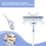 Floor Scrub Brush and V-Shape Grout Brush with Long Handle 3 in 1 Replaceable Head Scrape Brush Stiff Bristle with Swivel Head for Cleaning Tiles Hardwood Floors Patios Blue - Image 6