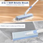 Floor Scrub Brush and V-Shape Grout Brush with Long Handle 3 in 1 Replaceable Head Scrape Brush Stiff Bristle with Swivel Head for Cleaning Tiles Hardwood Floors Patios Blue - Image 9
