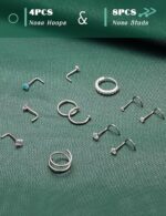 ORAZIO Nose Rings for Women - 14K Gold Filled Hypoallergenic Surgical Steel Nose Ring Hoops 18G/20G/22G Small Cute CZ Screw L Shaped Nose Studs Piercings Jewelry for Women Men 12Pcs - Image 6
