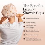 Kitsch Luxury Shower Caps for Women Reusable Waterproof - Large Shower Cap for Women, Non-slip, Quick-dry Hair Cap for Long and Short Hair, Comfortable and Stylish Design - Blush Dot - Image 3