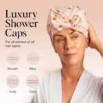 Kitsch Luxury Shower Caps for Women Reusable Waterproof - Large Shower Cap for Women, Non-slip, Quick-dry Hair Cap for Long and Short Hair, Comfortable and Stylish Design - Blush Dot - Image 4
