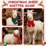 2 Pack Sheep Christmas Scarf, Goat Christmas Outfit Adjustable Green Red Knitted Scarf, Winter Warm Pets Costume Accessory Dog Scarf Holiday Decoration for Small Medium Sheep Dogs Cats - Image 2