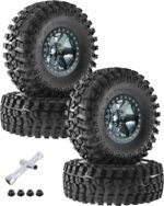 2.2 Inch Beadlock Wheel Rim & Wheel Tires for SCX10 Capra/AMG 6x6/TRX4/Red cat Gen8 Red cat Everest Gen7 Pro RC Scale Crawler Truck,Tires Tyres w/Aluminium Wheel Rim,Titanium - Image 2