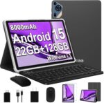 2025 Upgraded Android 15 Tablet 10.1 Inch Octa-Core Tablets with Keyboard Mouse, 22GB+128GB+1TB Expand, 8000mAh Large Battery,1280x800 IPS HD Touch Screen, Widevine L1, 5G WiFi, GPS-Metal Grey - Image 2