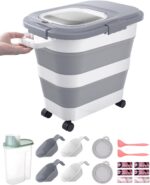 23-25 Lbs Airtight Dog Food Storage Container,Collapsible Pet food storage Container,All-in-One Cat Food Container Set with Scoops,Can Covers & Can Opener Spoons,Small Bin and Waste Bags - Image 2