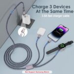 2Pack Travel Essentials for Apple Watch Charger,3 in 2 USB C Cable for Multi Charging Cable Cord,Vacation Camping RV Essentials Portable Designed for iWatch &iPhone 17-11 -4FT Gray - Image 2