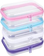 4 Pack Clear Hard Shell Zipper Case, 4×7.5" Plastic Clear Storage Zipper Case, Transparent Waterproof Hard Pouches for Makeup Cosmetic Snacks Building Blocks Puzzles Doll Storage Cases, Multicolor,S - Image 2