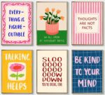 6Pcs Mental Health Wall Art Inspirational Therapy Office Wall Decor Pictures Motivational Canvas Posters Prints for Counselor Psychologist Classroom Home Decorations Unframed - Image 2