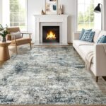 6x9 Washable Area Rug for Living Room: Modern Abstract Rugs Soft Non-Slip Low-Pile Indoor Floor Carpet for Bedroom, Dining Room, Nursery (BlueGreyBrown, 6'x9') - Image 2