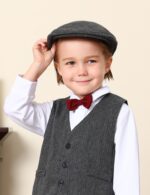 A&J DESIGN Baby Boy Driver Cap, Toddler 2pcs Newsboy Cap & Bow Tie （3 Months - 8 Years） - Image 2