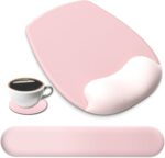 AKIT Ergonomic Mouse Pad with Wrist Rest& Keyboard Wrist Rest, Wrist Rest for Computer Keyboard, Pain Relief, Non-Slip Rubber Base, Mousepad Wrist Support for Gaming, Office, Gradient Pink - Image 2
