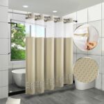 ARICHOMY Shower Curtain Set Waffle Weave Curtain Fabric Shower Curtain Set 250GSM Hook Free Removeable Liner, Machine Washable 71by 74inch Sivler Grey Color - Image 2