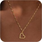 ASCOMY Dainty Gold Necklace for Women 14K Gold Plated Necklaces for Her Delicate Love Heart Necklace Heart Pendant Necklace Cute Necklaces Festival Jewelry Gift for Women - Image 2