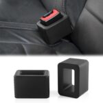 Amiss 2PCS Seat Belt Buckle Holder, Universal Silicone Rear Seat Belt Booster & Fixer for Easy Access, Keeping Receptacle Upright, Car Interior Accessories-Fits Most Cars (Black) - Image 2