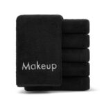 Arkwright Makeup Towels - Pack of 6 - Ultra Soft & Gentle Microfiber Coral Fleece Washcloth Face Make Up Remover, Reusuable Eraser Cloth Essentials for Hosts & Artists, 13 x 13 in, Black - Image 2