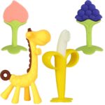 Baby Teething Toys 3-6 Months, Silicone Baby Teether Freezer BPA Free, Babies Teething Relief Sore Gums, Banana Finger Toothbrush, Fruit Shape Giraffe Teether for Infant Boys and Girls - Image 2