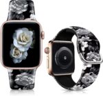 Bands Compatible with Apple Watch Band 38mm 40mm 41mm 42mm 44mm 45mm for Women Men Silicone Floral Pattern Printed Band Strap for iWatch Band SE Series 9 8 7 6 5 4 3 2 1 Wristband - Image 2