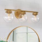 Bathroom Light Fixtures, Gold Vanity Light with 3 Clear Globe Glass, 19.5” (L) x6” (W) x 7.5” (H) - Image 2