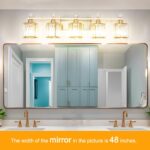 Bathroom Vanity Light Fixtures 5-lights, Gold Crystal Vanity Lights for Bath, Bathroom Lights Fixture with Clear Crystal Glass Shade, Modern Wall Light over Mirror, Wall Sconces Light for Hallway - Image 2