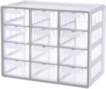 Blue Ginkgo Large 12-Drawer Cabinet – Stackable Clear Organizer for Hardware, Beads, Plastic Bricks, Office, and Craft Storage (Made in Korea, Gray) - Image 2