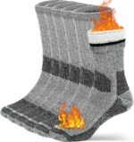 Buttons & Pleats Wool Socks for Men & Women Merino Thermal Warm Cozy Winter Boot Sock - Image 2