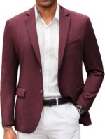 COOFANDY Mens Casual Blazer Slim Fit Suit Jacket Lightweight Knit Sport Coat Two Button Blazer Jacket - Image 2