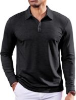 COOFANDY Mens Polo Shirts Long Sleeve Casual Lightweigt Golf Polos Button Collared Tshirt - Image 2