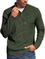 COOFANDY Men's Quarter Button Sweater Mock Neck Textured Knitted Pullover - Image 2