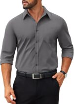 COOFANDY Mens Tech Dress Shirts Long Sleeve Poplin Formal Shirt Casual Button Down Shirts - Image 2