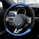Car Steering Wheel Cover, Leather Steering Wheel Covers Protector, Comfortable & Breathable Cars Wheel Cover Fits 15 Inch, Universal Interior Car Accessories for Most Vehicles (Blue) - Image 2