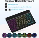 Case with Keyboard Mouse for Samsung Galaxy Tab A9 Plus 11 inch (SM-X210/X215/X216/X218),7 Color Rainbow Backlight Detachable USB-C Keyboard Magnetic Case with Pen Slot for Tablet A9+ 5G Black - Image 2